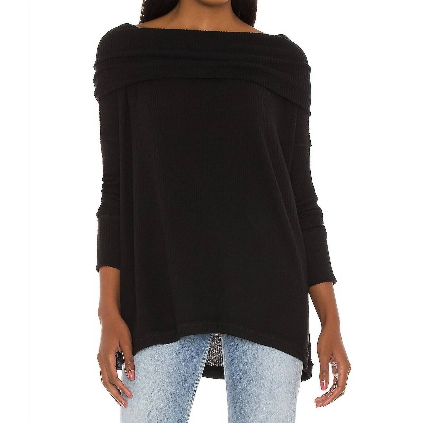 New Free People Juicy Long Sleeve Top In Black